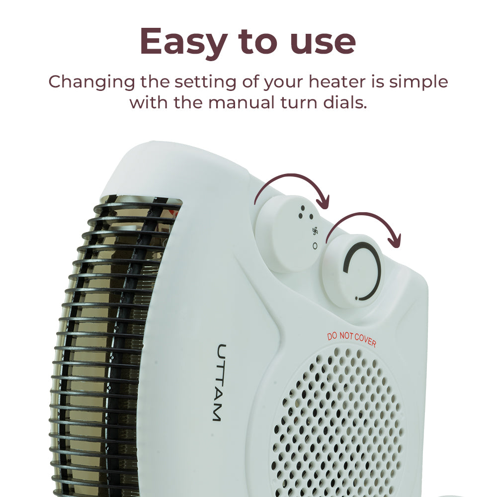 UTTAM - Fan Heater with 2 Heat & Power Settings