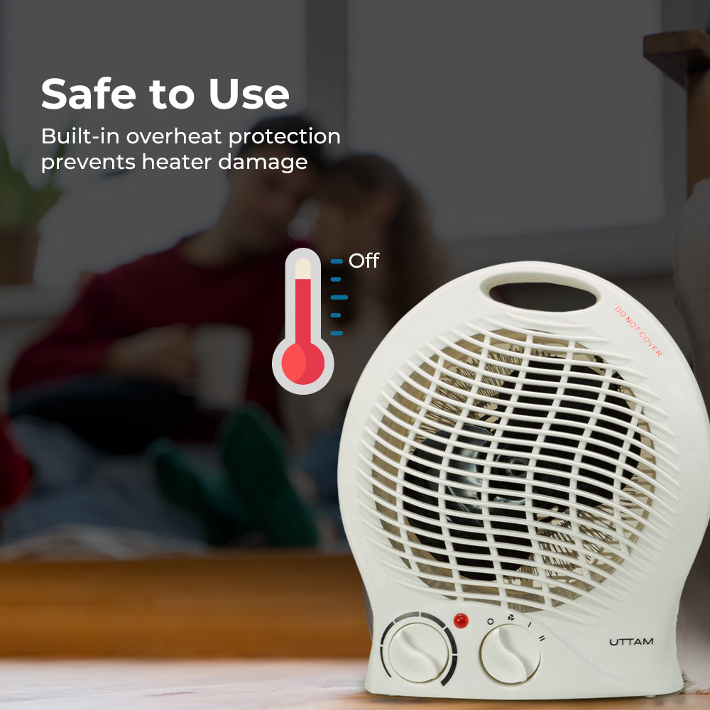 UTTAM Fan Heater with 2 Heat & Power Settings