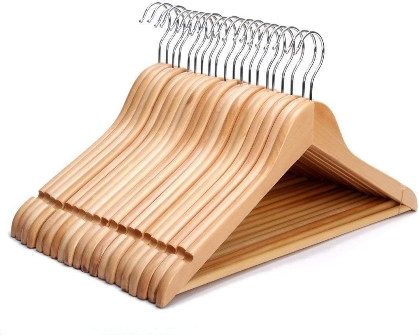 KARAN IMPEX Strong Premium Wooden Coat Hangers - Pack of 20